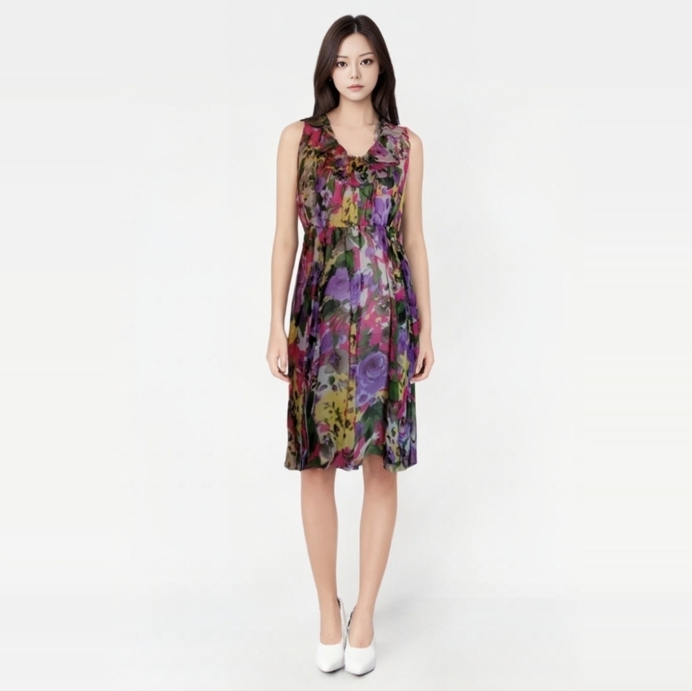Suzi Chin for Maggy Boutique Silk Floral Fit‎ and Flare Dress